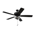 Craftmade P101FB5-52FBGW Flat Black Pro Plus 101 52'' 5-blade Ceiling Fan In Flat Black W/ Flat Black/grey Wood Blades; Light Kit Included (optional) Image 3