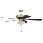 Craftmade Pro Plus Pro Plus 101 52'' 5-blade Ceiling Fan In Brushed Polished Nickel W/ Driftwood/grey Walnut Blades; Light Kit Included (optional)