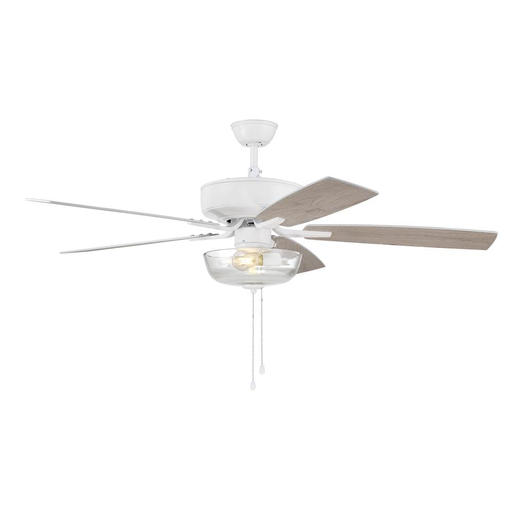 Craftmade P101W5-52WWOK White Pro Plus 101 52'' 5-blade Ceiling Fan In White W/ White/washed Oak Blades; Light Kit Included (optional) Image 7