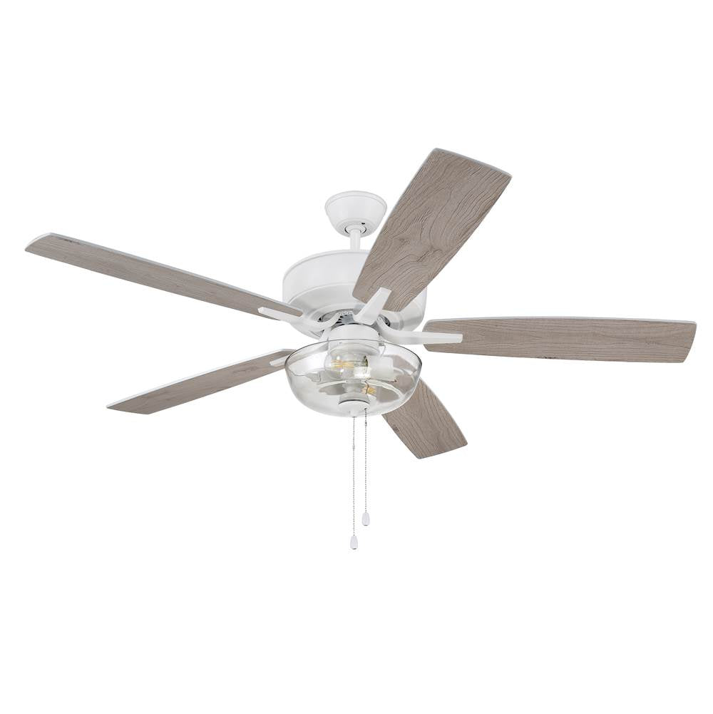 Craftmade P101W5-52WWOK White Pro Plus 101 52'' 5-blade Ceiling Fan In White W/ White/washed Oak Blades; Light Kit Included (optional) Image 4