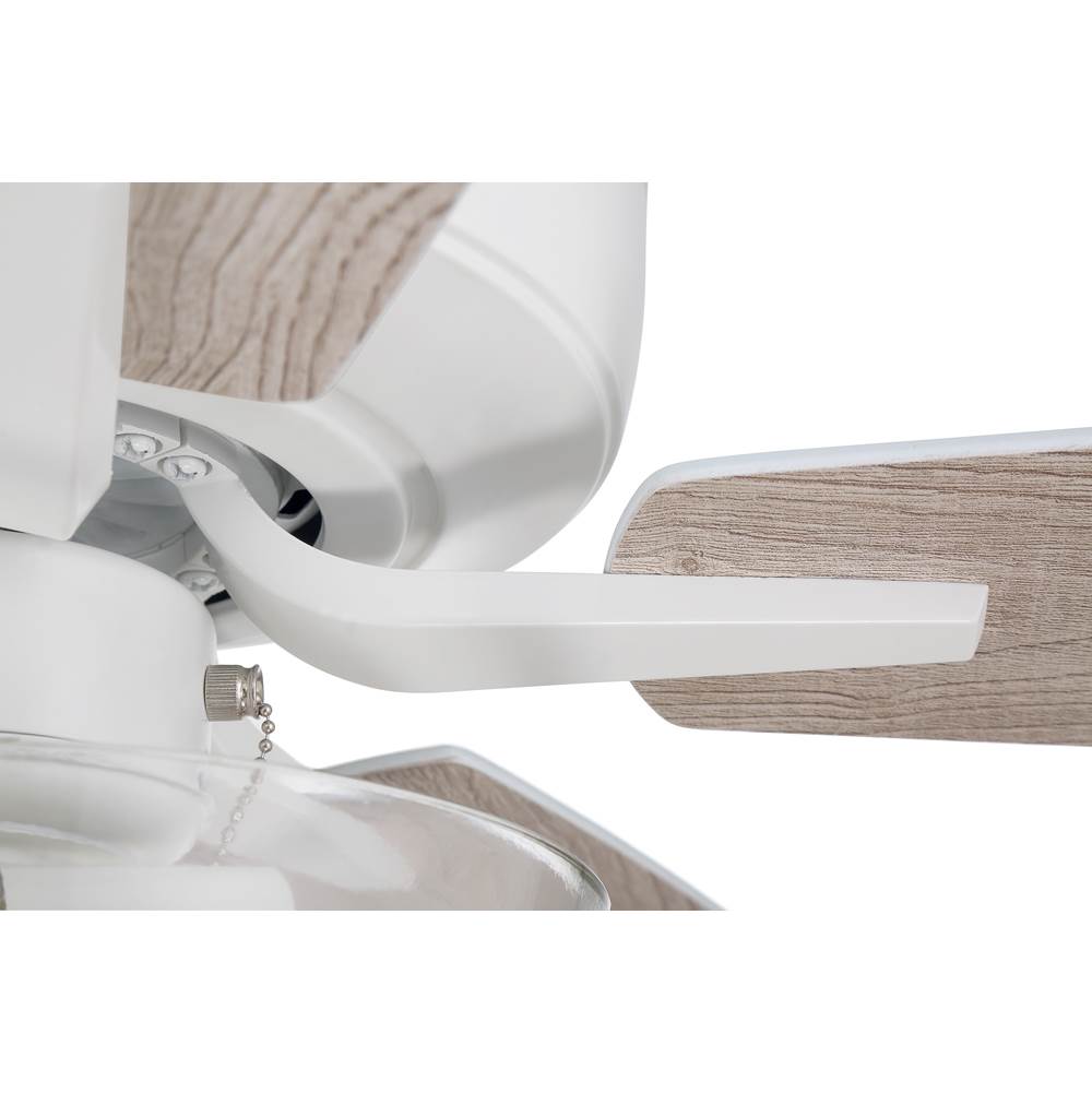 Craftmade P101W5-52WWOK White Pro Plus 101 52'' 5-blade Ceiling Fan In White W/ White/washed Oak Blades; Light Kit Included (optional) Image 2