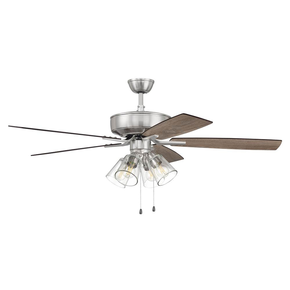 Craftmade P104BNK5-52DWGWN Brushed Polished Nickel Pro Plus 104 52'' 5-blade Ceiling Fan In Brushed Polished Nickel W/ Driftwood/grey Walnut Blades; Integrated Light Kit Image 1