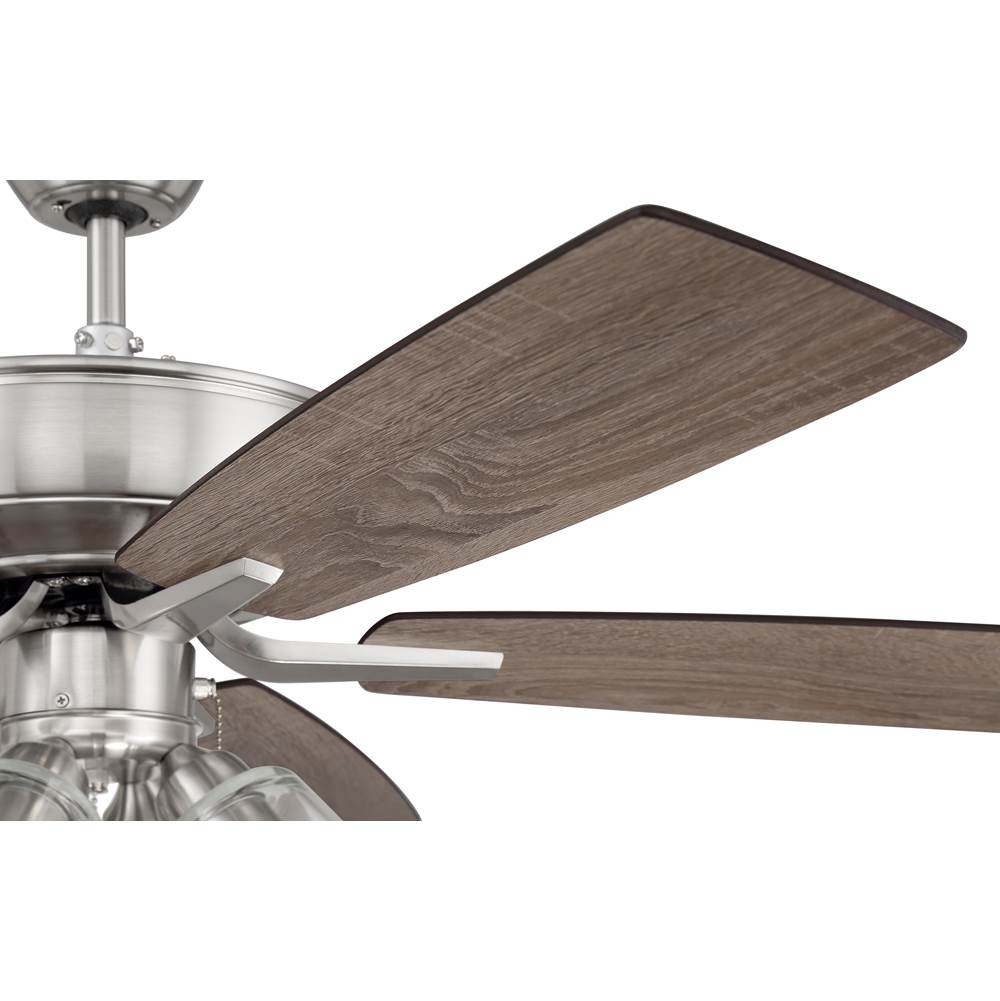 Craftmade P104BNK5-52DWGWN Brushed Polished Nickel Pro Plus 104 52'' 5-blade Ceiling Fan In Brushed Polished Nickel W/ Driftwood/grey Walnut Blades; Integrated Light Kit Image 5