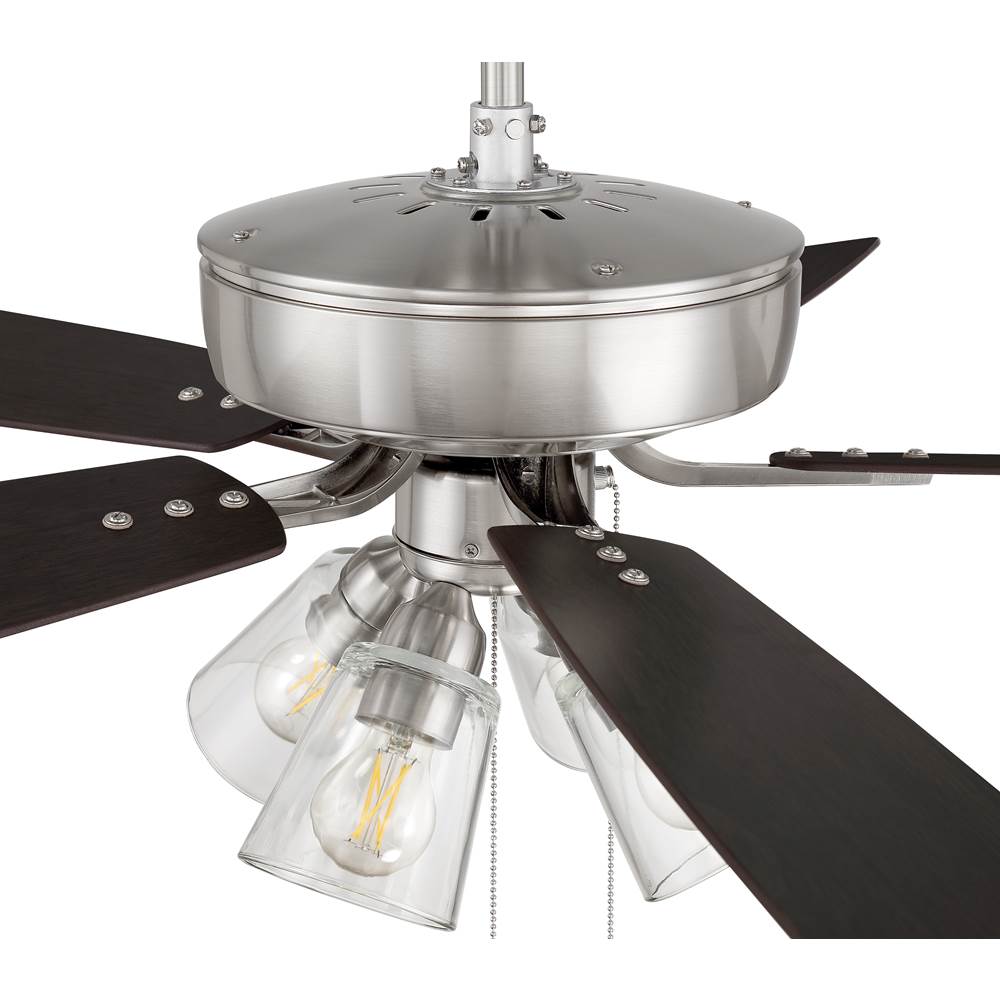 Craftmade P104BNK5-52DWGWN Brushed Polished Nickel Pro Plus 104 52'' 5-blade Ceiling Fan In Brushed Polished Nickel W/ Driftwood/grey Walnut Blades; Integrated Light Kit Image 3