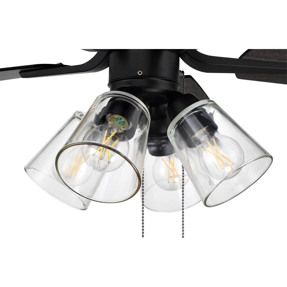 Craftmade P104FB5-52FBGW Flat Black Pro Plus 104 52'' 5-blade Ceiling Fan In Flat Black W/ Flat Black/grey Wood Blades; Integrated Light Kit Image 2