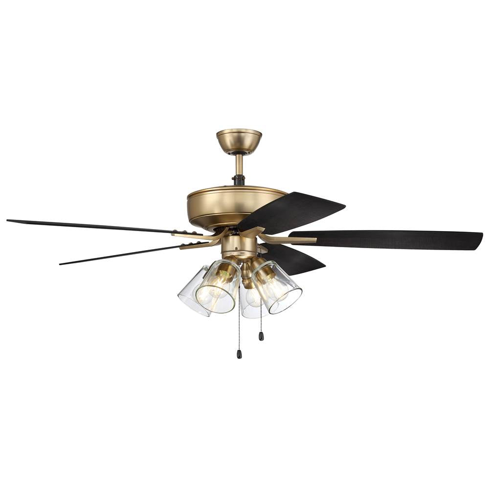 Craftmade Pro Plus 104 Pro Plus 104 52'' 5-blade Ceiling Fan In Brushed Polished Nickel W/ Driftwood/grey Walnut Blades; Integrated Light Kit