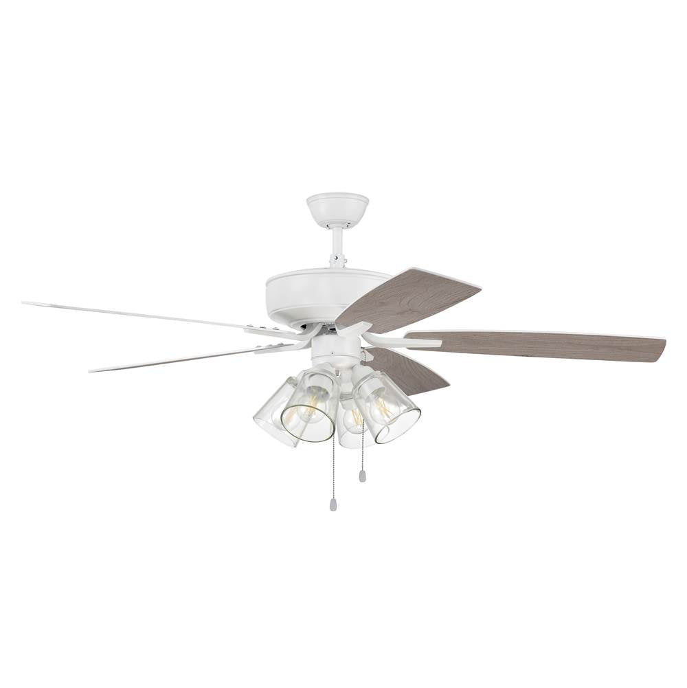 Craftmade P104W5-52WWOK White Pro Plus 104 52'' 5-blade Ceiling Fan In White W/ White/washed Oak Blades; Integrated Light Kit Image 8