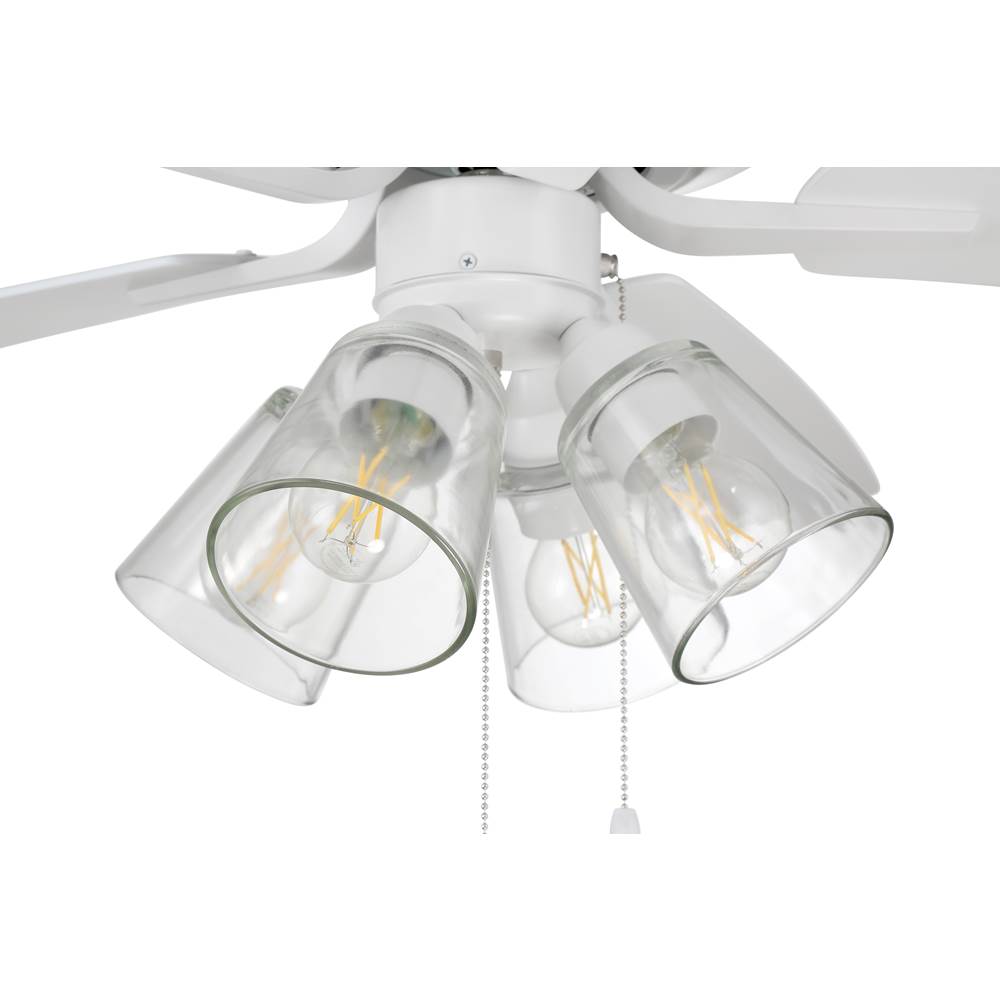 Craftmade P104W5-52WWOK White Pro Plus 104 52'' 5-blade Ceiling Fan In White W/ White/washed Oak Blades; Integrated Light Kit Image 3