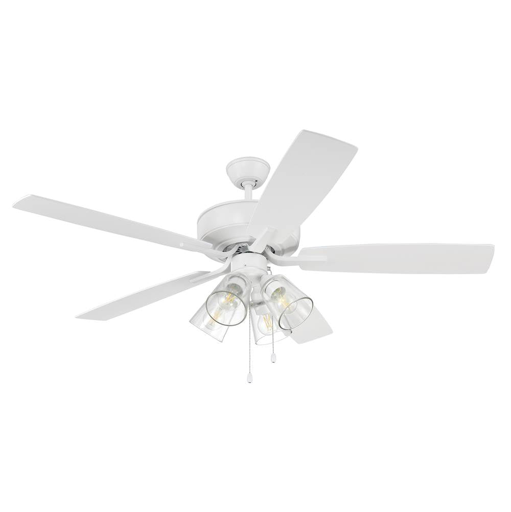 Craftmade P104W5-52WWOK White Pro Plus 104 52'' 5-blade Ceiling Fan In White W/ White/washed Oak Blades; Integrated Light Kit Image 2
