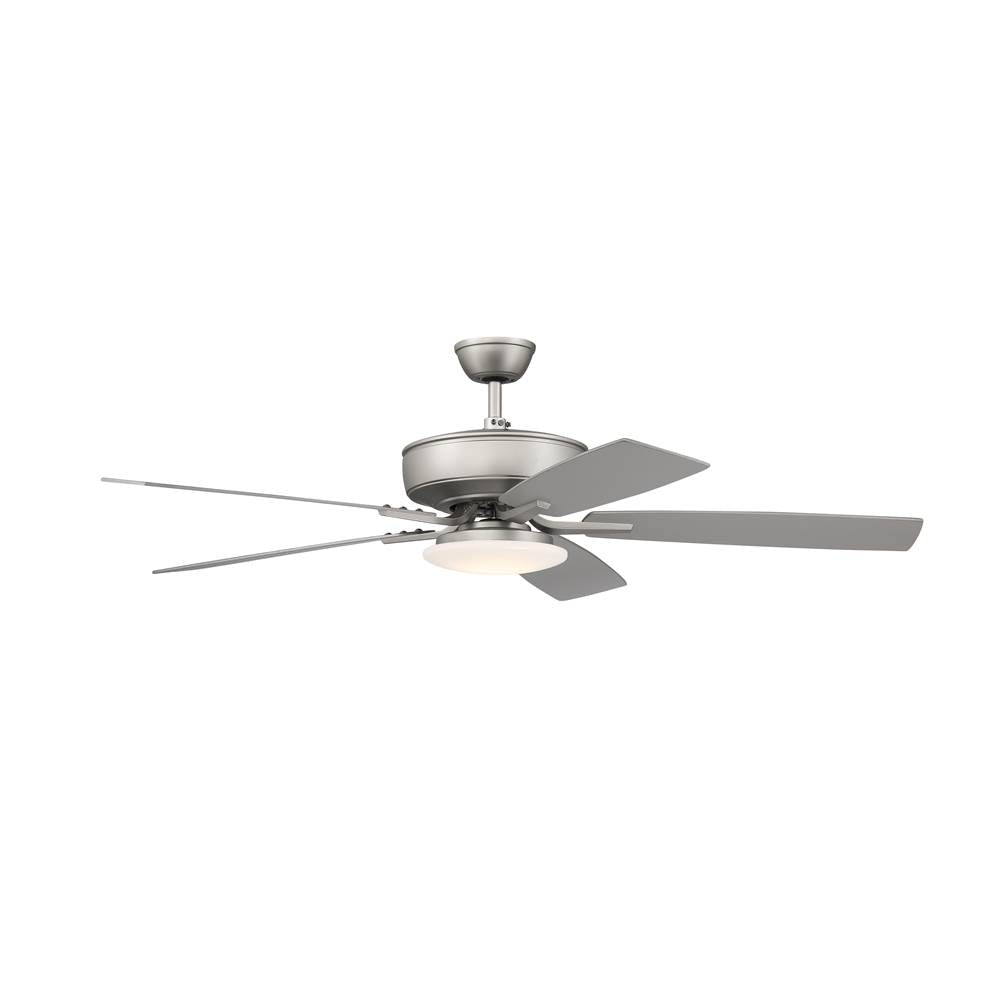 Craftmade Pro Plus Pro Plus 112 52'' 5-blade Ceiling Fan In Brushed Nickel W/ Brushed Nickel/greywood Blades; Integrated Light Kit