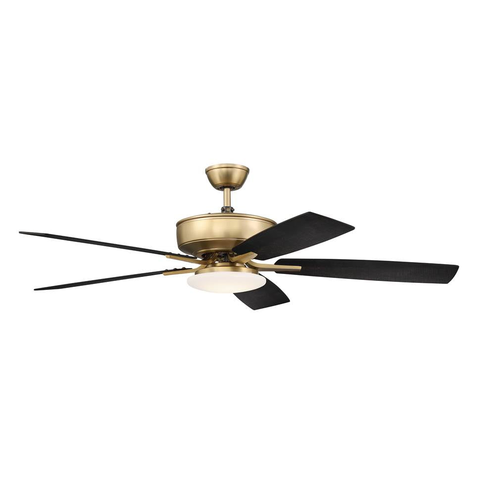 Craftmade Pro Plus Pro Plus 112 52'' 5-blade Ceiling Fan In Brushed Nickel W/ Brushed Nickel/greywood Blades; Integrated Light Kit