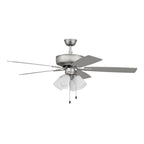 Craftmade P114BN5-52BNGW Brushed Nickel Pro Plus 114 52'' 5-blade Ceiling Fan In Brushed Nickel W/ Brushed Nickel/greywood Blades; Integrated Light Kit Image 1