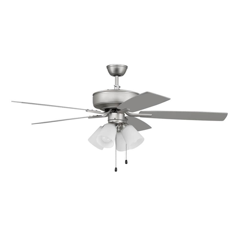 Craftmade P114BN5-52BNGW Brushed Nickel Pro Plus 114 52'' 5-blade Ceiling Fan In Brushed Nickel W/ Brushed Nickel/greywood Blades; Integrated Light Kit Image 1