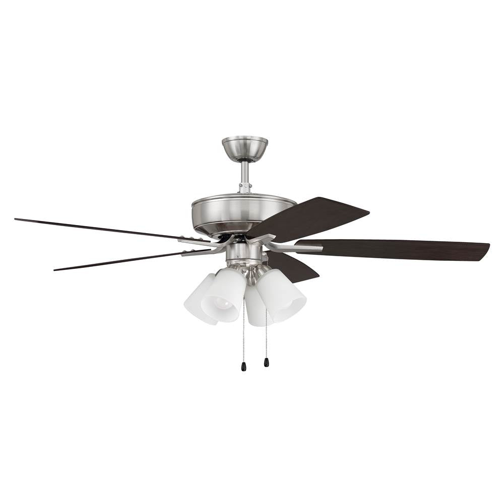 Craftmade P114BNK5-52DWGWN Brushed Polished Nickel Pro Plus 114 52'' 5-blade Ceiling Fan In Brushed Polished Nickel W/ Driftwood/grey Walnut Blades; Integrated Light Kit Image 1
