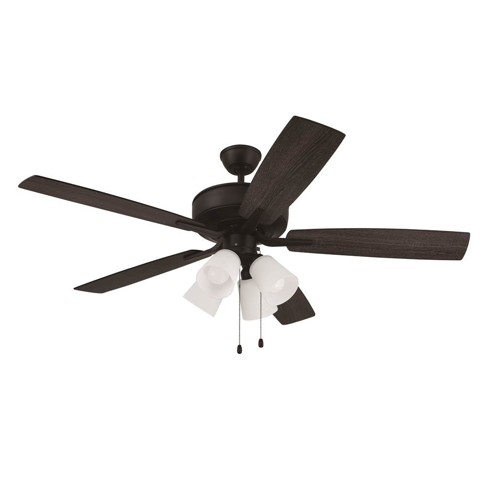 Craftmade P114FB5-52FBGW Flat Black Pro Plus 114 52'' 5-blade Ceiling Fan In Flat Black W/ Flat Black/grey Wood Blades; Integrated Light Kit Image 2
