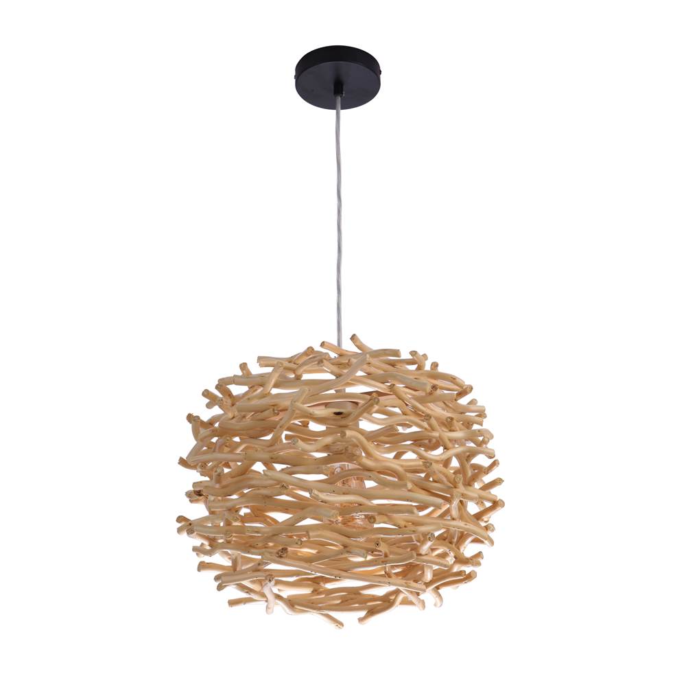 Craftmade  Natural Pendant 1 Light Pendant W/ Natural Wood Woven Orb