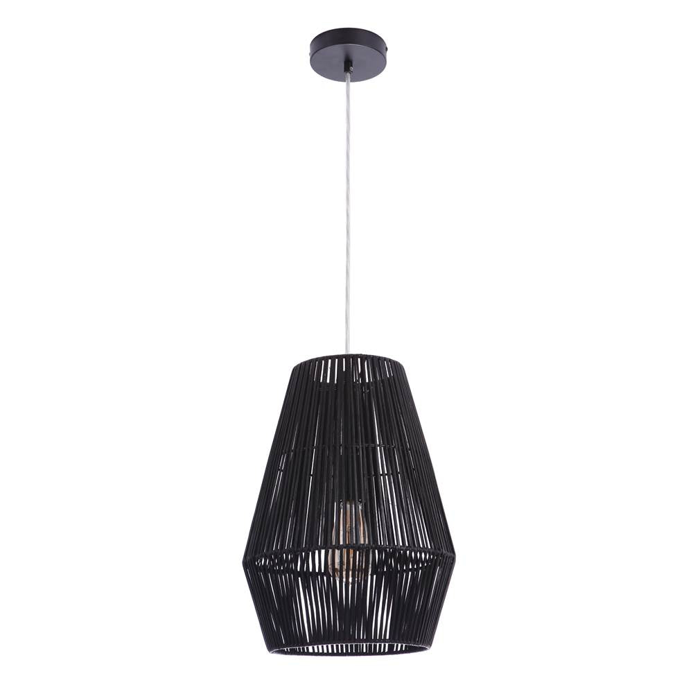 Craftmade  Natural Pendant 1 Light Pendant W/ Woven Black Rattan Shade