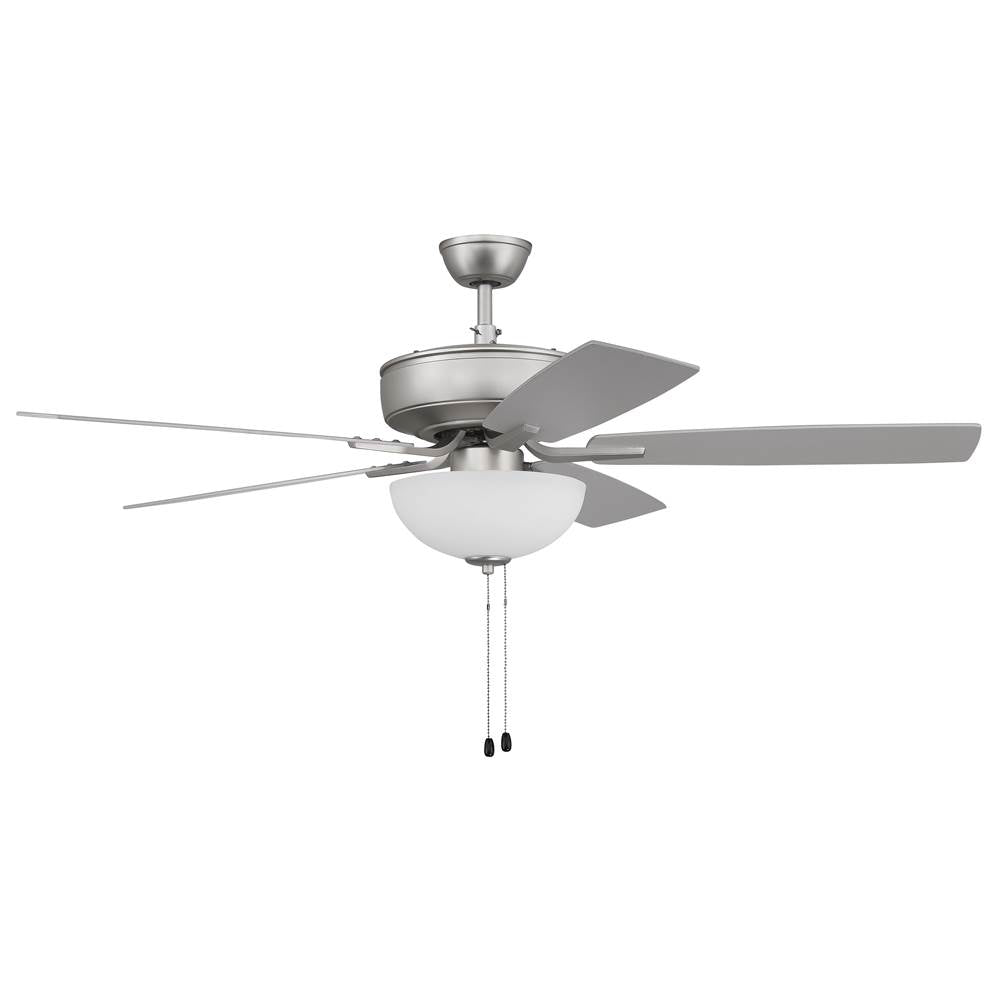 Craftmade P211BN5-52BNGW Brushed Nickel Pro Plus 211 52'' 5-blade Ceiling Fan In Brushed Nickel W/ Brushed Nickel/greywood Blades; Light Kit Included (optional) Image 1