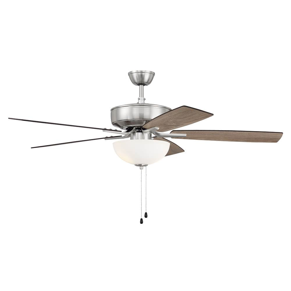 Craftmade Pro Plus Pro Plus 211 52'' 5-blade Ceiling Fan In Brushed Nickel W/ Brushed Nickel/greywood Blades; Light Kit Included (optional)