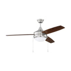 Craftmade PHA52BNK3 Brushed Polished Nickel Phaze 3 52'' 3-blade Ceiling Fan In Brushed Polished Nickel W/ Walnut/dark Oak Blades; Integrated Light Kit Image 1
