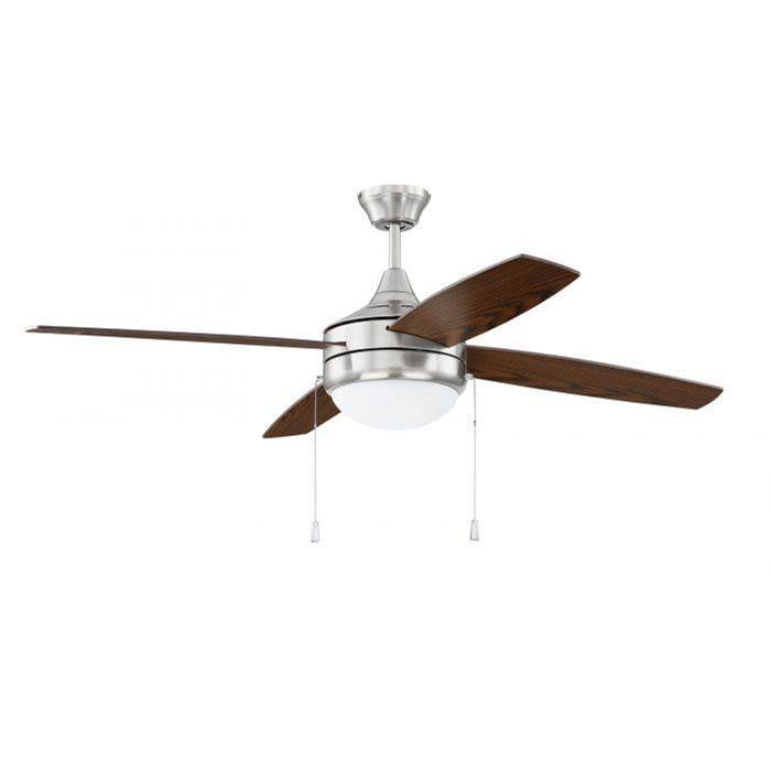 Craftmade Phaze 4 Phaze 4 52'' 4-blade Ceiling Fan In Brushed Polished Nickel W/ Brushed Nickel/greywood Blades; Integrated Light Kit