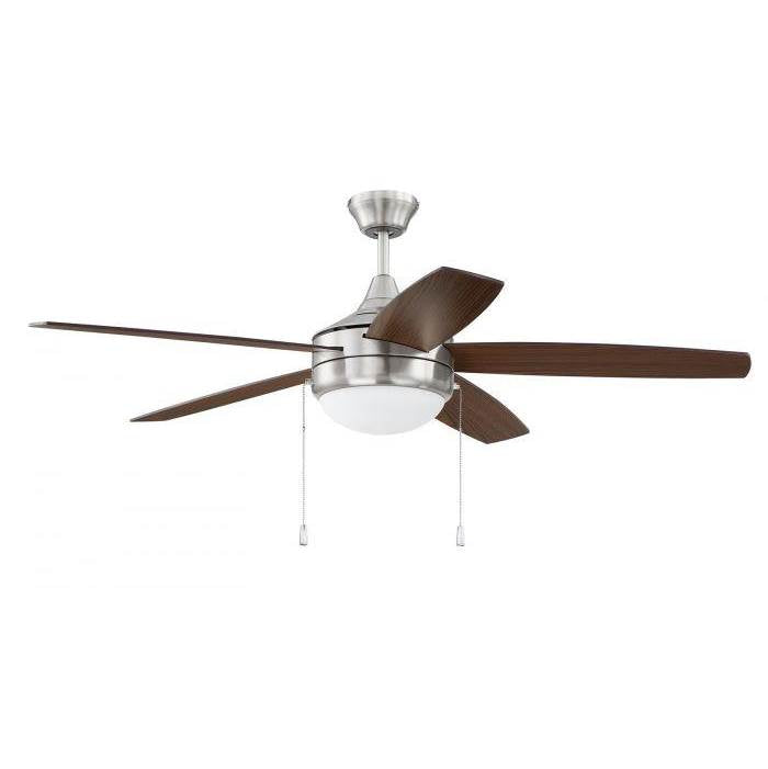Craftmade Phaze 5 Phaze 5 52'' 5-blade Ceiling Fan In Brushed Polished Nickel W/ Brushed Nickel/greywood Blades; Integrated Light Kit