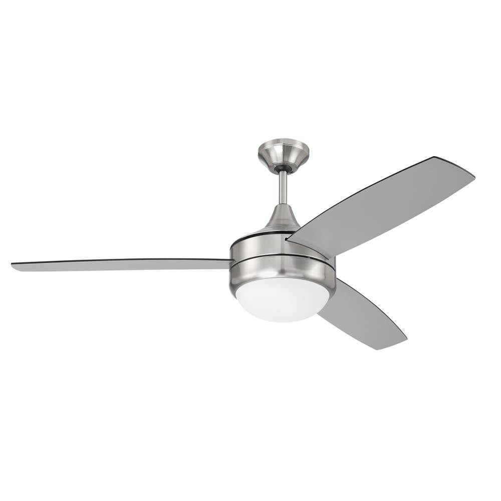 Craftmade Phaze Ii Phaze Ii 52'' 3-blade Ceiling Fan In Brushed Polished Nickel W/ Brushed Nickel/greywood Textured Blades; Integrated Light Kit