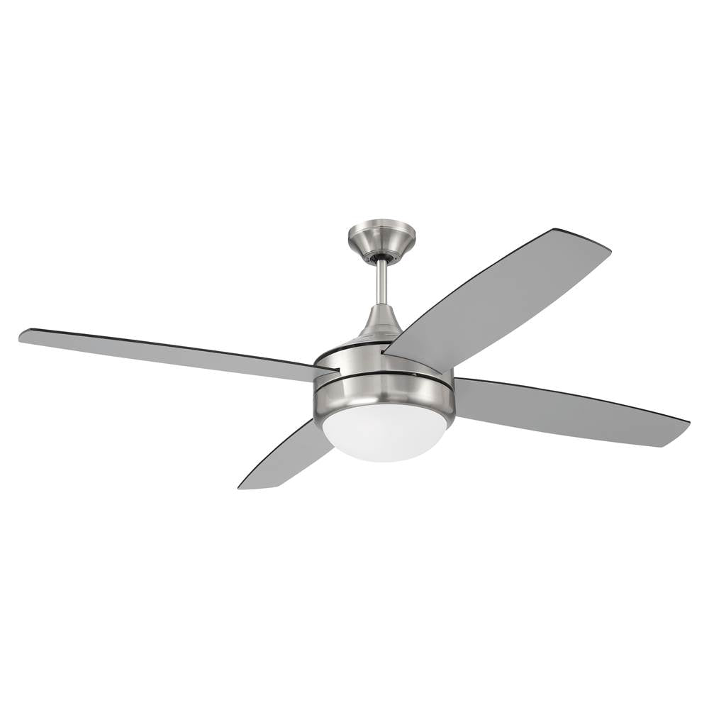 Craftmade Phaze Ii Phaze Ii 52'' 4-blade Ceiling Fan In Brushed Polished Nickel W/ Brushed Nickel/greywood Blades; Integrated Light Kit