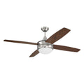 Craftmade Phaze Ii Phaze Ii 52'' 4-blade Ceiling Fan In Brushed Polished Nickel W/ Walnut/dark Oak Blades; Integrated Light Kit