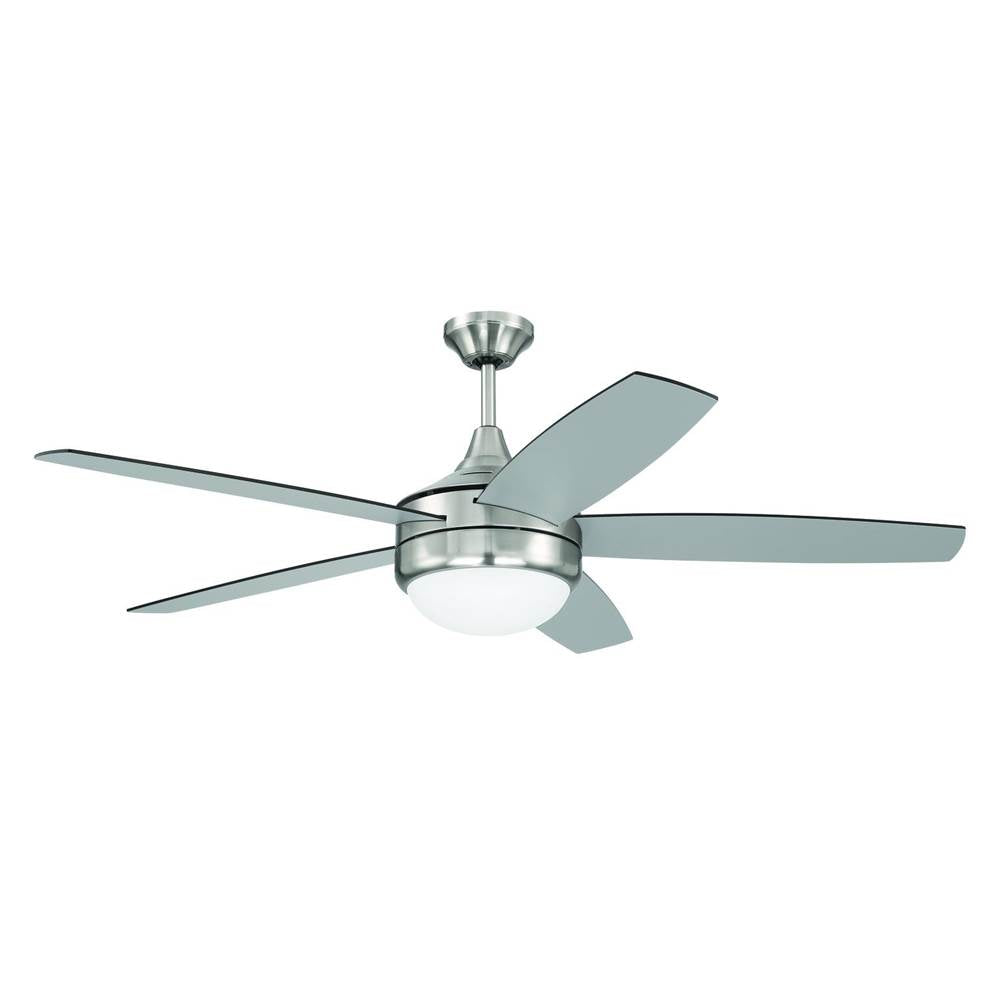 Craftmade Phaze Ii Phaze Ii 52'' 5-blade Ceiling Fan In Brushed Polished Nickel W/ Brushed Nickel/greywood Blades; Integrated Light Kit