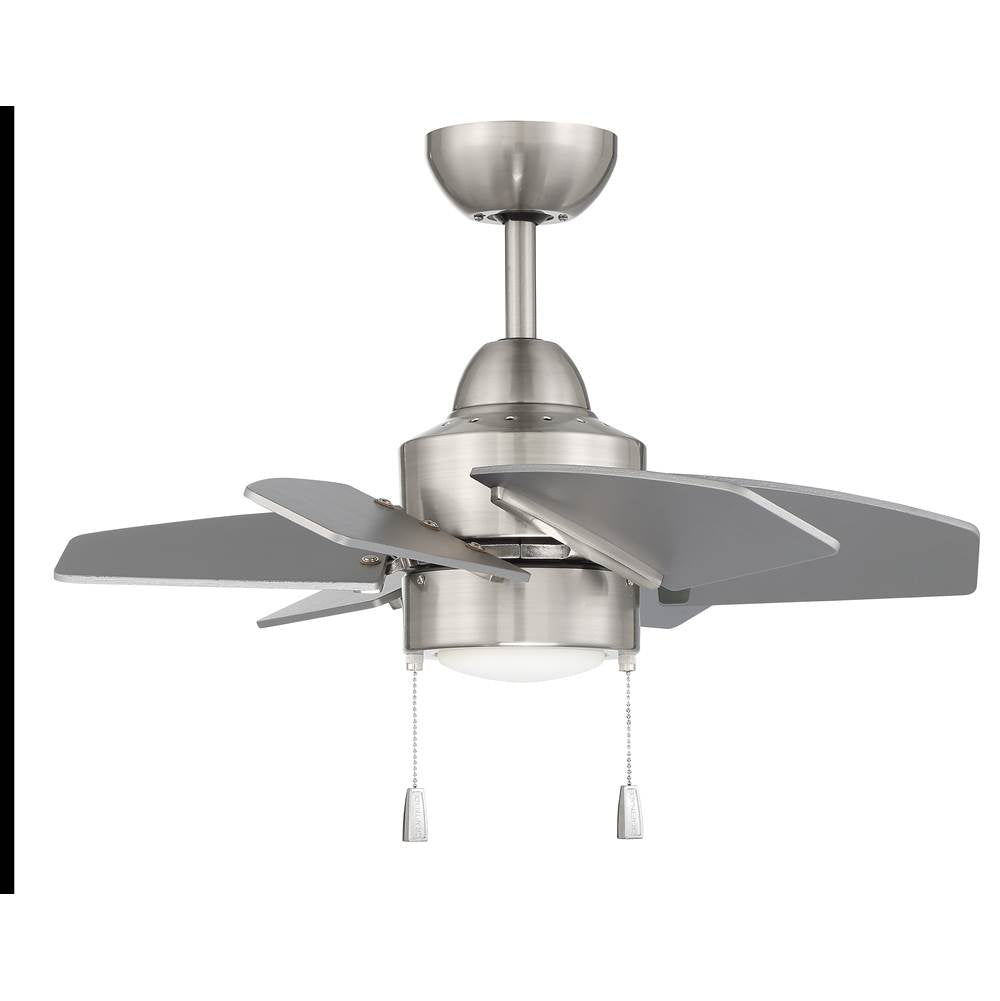 Craftmade PPT24BNK6 Brushed Polished Nickel Propel Ii 24'' 6-blade Ceiling Fan In Brushed Polished Nickel W/ Brushed Nickel Blades; Integrated Light Kit Image 1