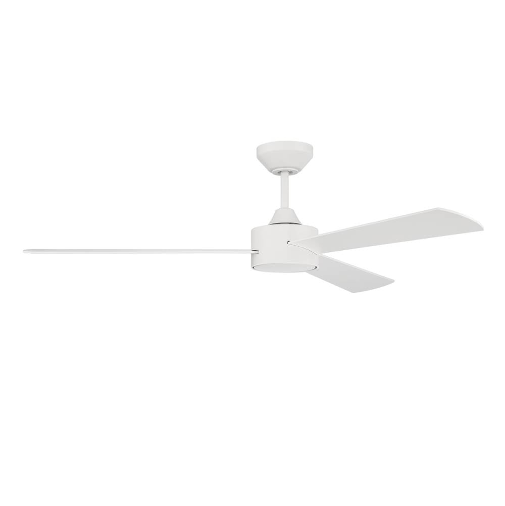 Craftmade PRV52MWW3 Matte White Provision 52'' 3-blade Indoor/outdoor (damp) Ceiling Fan In Matte White W/ White Blades; Not Light Kit Adaptable Image 1