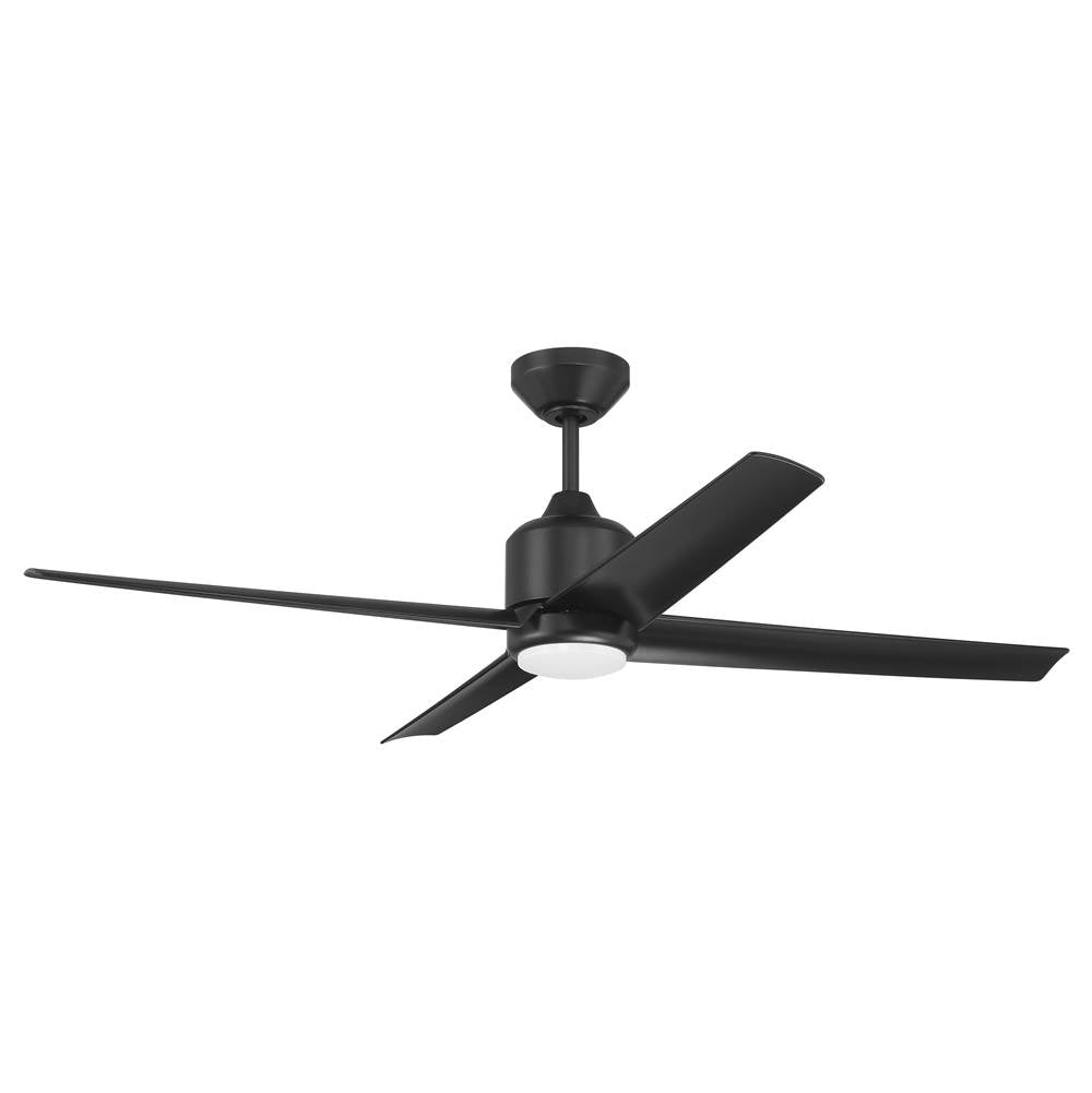 Craftmade QUL52FB4-NWF Flat Black Quell 52'' 4-blade Indoor/outdoor (damp) Ceiling Fan In Flat Black With Flat Black Blades, Light Kit Included (optional) Image 1