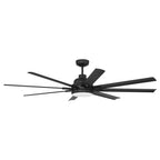 Craftmade RSH65FB8-NWF Flat Black Rush 65'' 8-blade Indoor/outdoor (wet) Ceiling Fan In Flat Black With Flat Black Blades, Light Kit Included (optional) Image 1