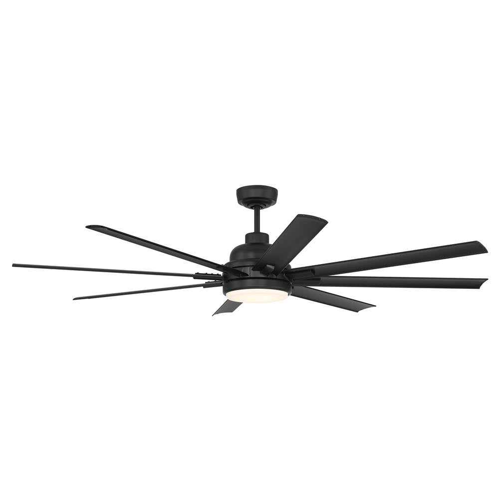 Craftmade Rush 65'' 8-blade Indoor/outdoor (wet) Ceiling Fan In Flat Black With Flat Black Blades, Light Kit Included (optional)