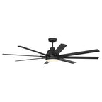 Craftmade Rush 65'' 8-blade Indoor/outdoor (wet) Ceiling Fan In Flat Black With Flat Black Blades, Light Kit Included (optional)