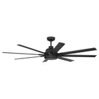 Craftmade RSH65FB8-NWF Flat Black Rush 65'' 8-blade Indoor/outdoor (wet) Ceiling Fan In Flat Black With Flat Black Blades, Light Kit Included (optional) Image 3