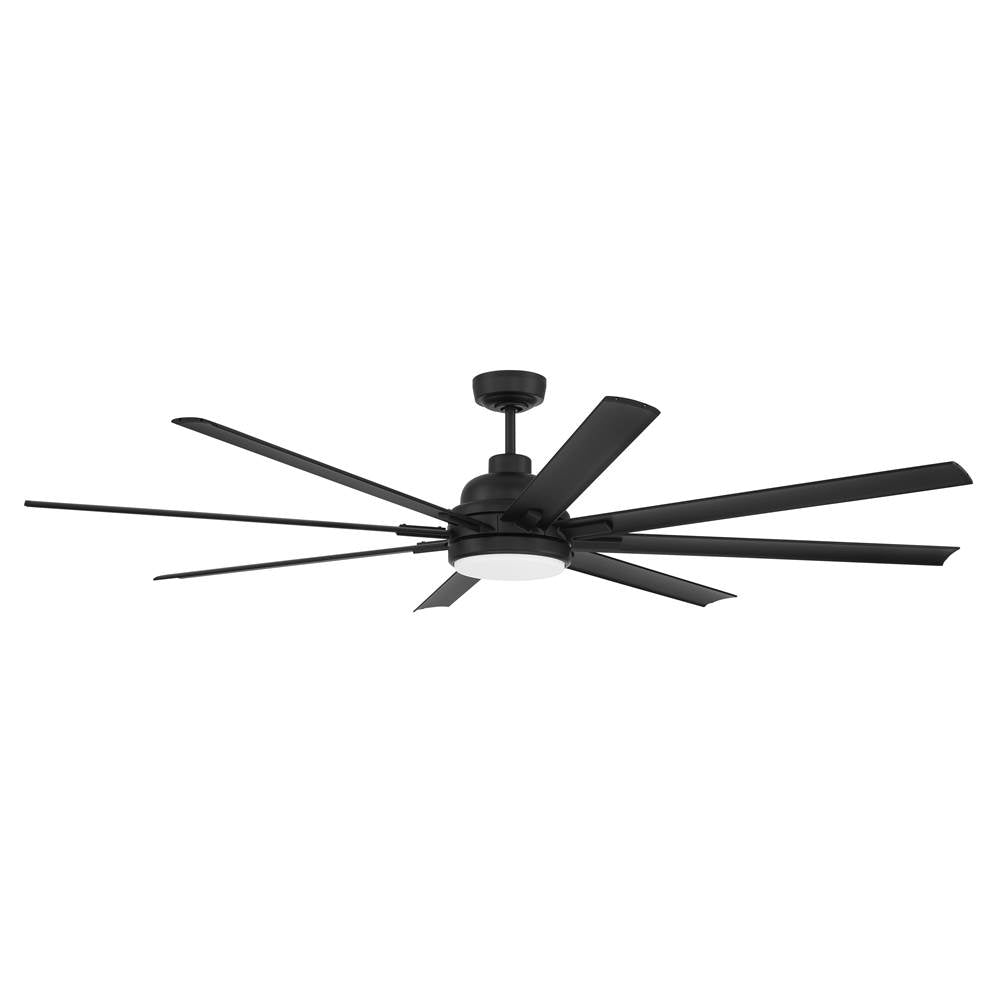 Craftmade RSH72FB8-NWF Flat Black Rush 72'' 8-blade Indoor/outdoor (wet) Ceiling Fan In Flat Black With Flat Black Blades, Light Kit Included (optional) Image 1