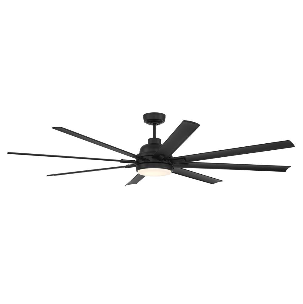 Craftmade Rush 72'' 8-blade Indoor/outdoor (wet) Ceiling Fan In Flat Black With Flat Black Blades, Light Kit Included (optional)