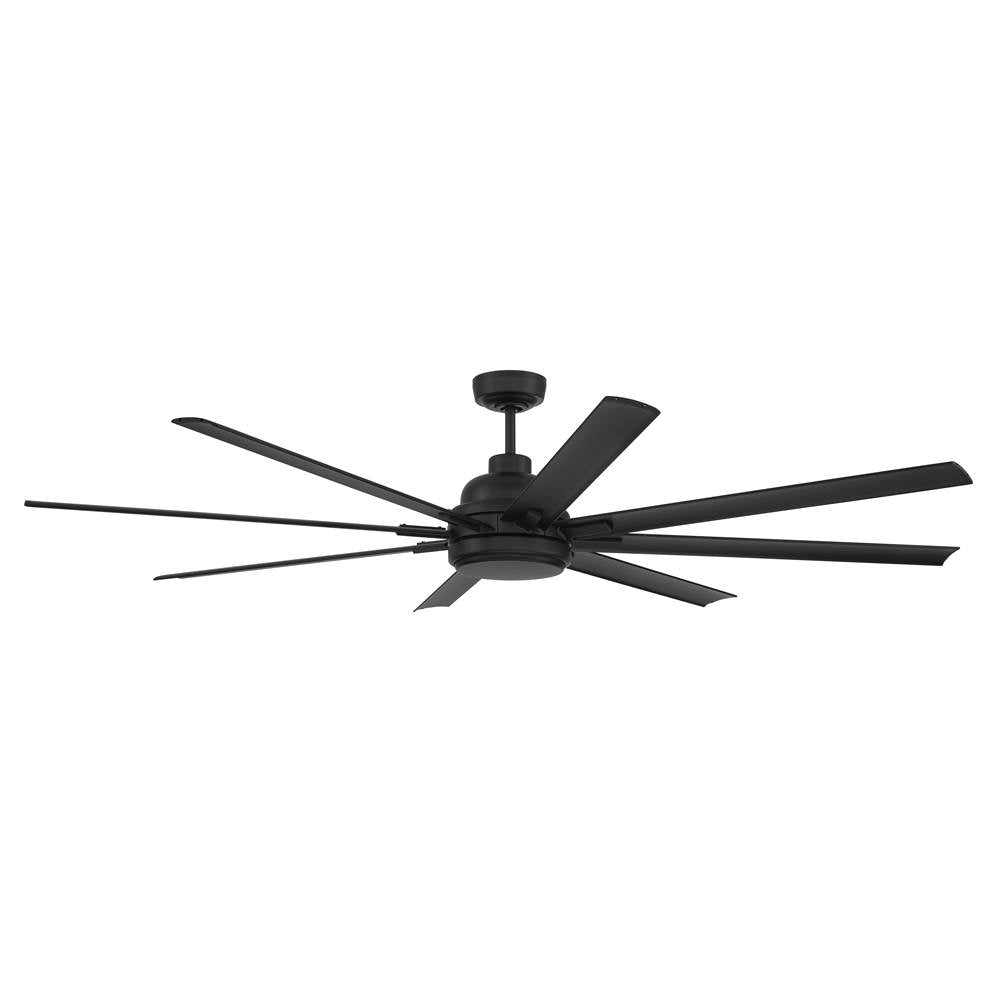 Craftmade RSH72FB8-NWF Flat Black Rush 72'' 8-blade Indoor/outdoor (wet) Ceiling Fan In Flat Black With Flat Black Blades, Light Kit Included (optional) Image 3
