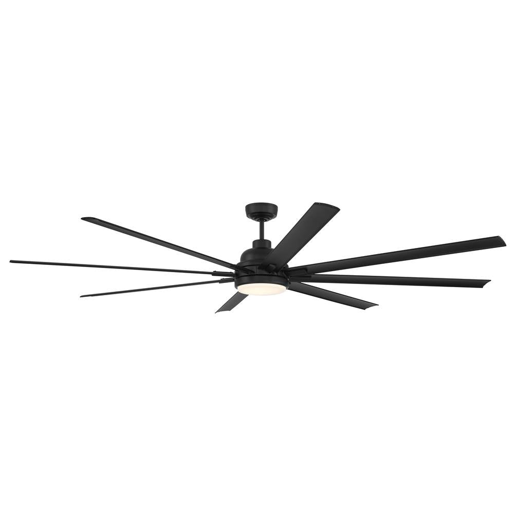 Craftmade Rush 84'' 8-blade Indoor/outdoor (wet) Ceiling Fan In Flat Black With Flat Black Blades, Light Kit Included (optional)