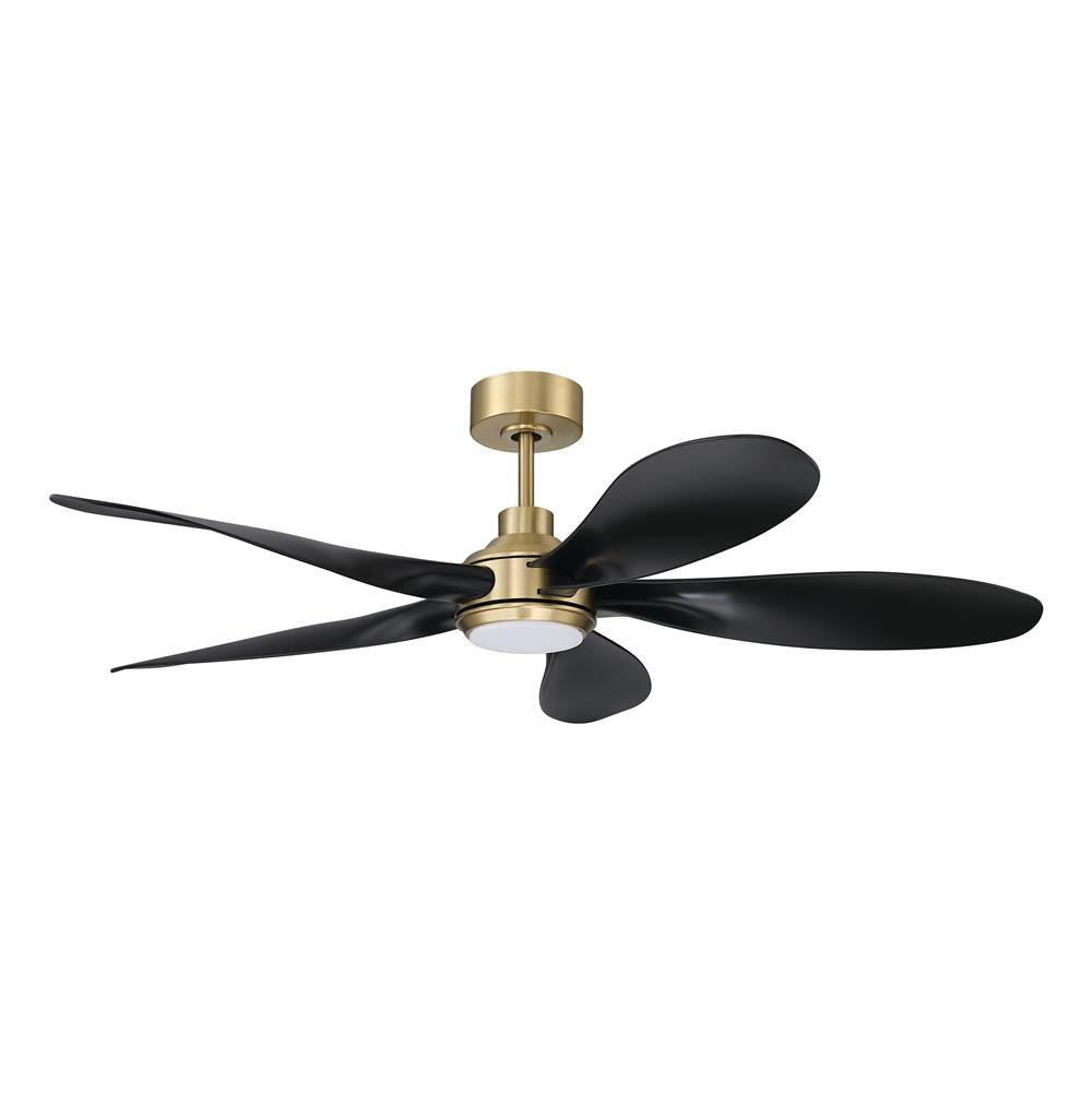 Craftmade Rosalie 52'' 5-blade Ceiling Fan In Satin Brass/flat Black With Flat Black Blades, Integrated Light Kit