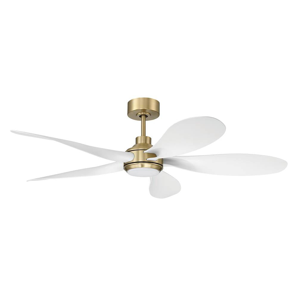 Craftmade RSL52SBW5 Satin Brass Rosalie 52'' 5-blade Ceiling Fan In Satin Brass/white With White Blades, Integrated Light Kit Image 1