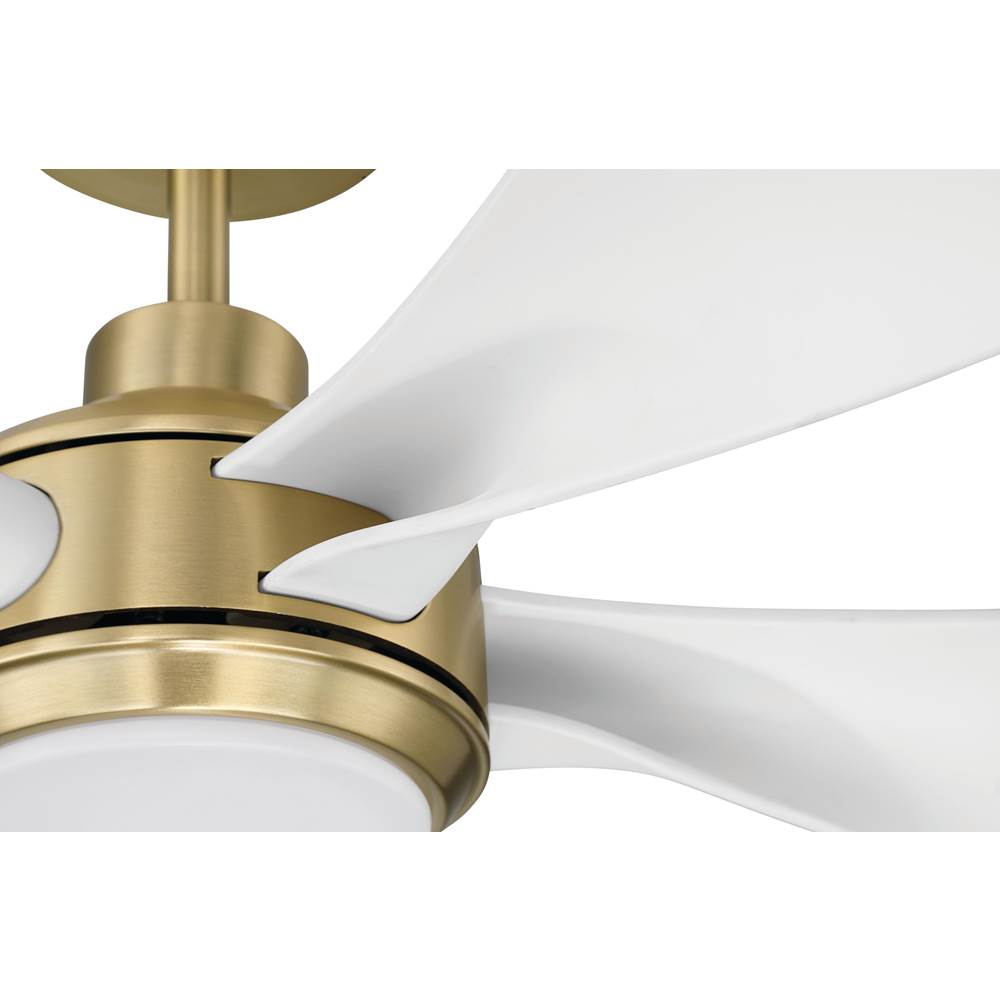 Craftmade RSL52SBW5 Satin Brass Rosalie 52'' 5-blade Ceiling Fan In Satin Brass/white With White Blades, Integrated Light Kit Image 3