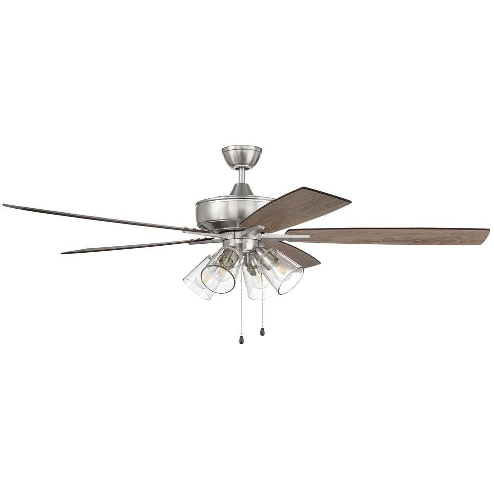 Craftmade S104BNK5-60DWGWN Brushed Polished Nickel Super Pro 104 60'' 5-blade Ceiling Fan In Brushed Polished Nickel W/ Driftwood/grey Walnut Blades; Integrated Light Kit Image 1