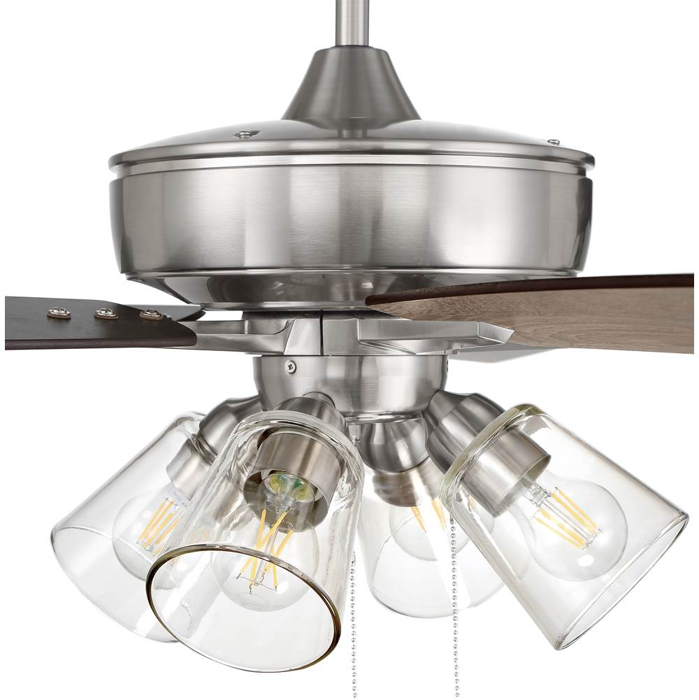 Craftmade S104BNK5-60DWGWN Brushed Polished Nickel Super Pro 104 60'' 5-blade Ceiling Fan In Brushed Polished Nickel W/ Driftwood/grey Walnut Blades; Integrated Light Kit Image 6