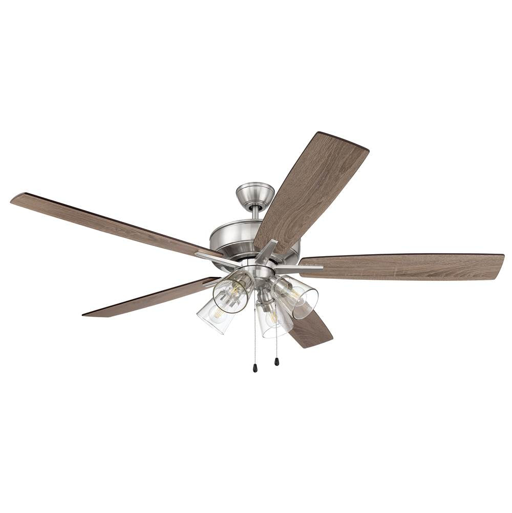 Craftmade S104BNK5-60DWGWN Brushed Polished Nickel Super Pro 104 60'' 5-blade Ceiling Fan In Brushed Polished Nickel W/ Driftwood/grey Walnut Blades; Integrated Light Kit Image 2