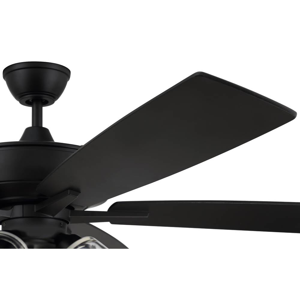 Craftmade S104FB5-60FBGW Flat Black Super Pro 104 60'' 5-blade Ceiling Fan In Flat Black W/ Flat Black/greywood Blades; Integrated Light Kit Image 4