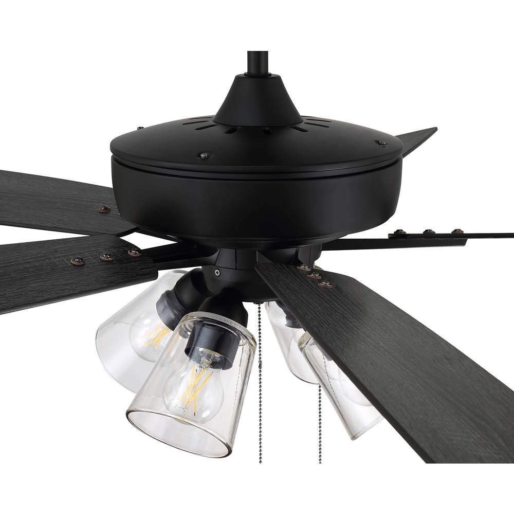 Craftmade S104FB5-60FBGW Flat Black Super Pro 104 60'' 5-blade Ceiling Fan In Flat Black W/ Flat Black/greywood Blades; Integrated Light Kit Image 3