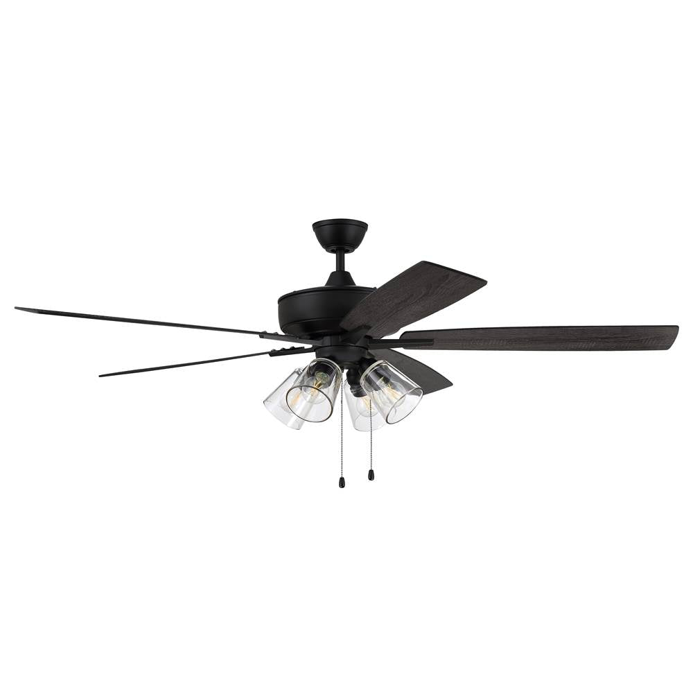 Craftmade S104FB5-60FBGW Flat Black Super Pro 104 60'' 5-blade Ceiling Fan In Flat Black W/ Flat Black/greywood Blades; Integrated Light Kit Image 8